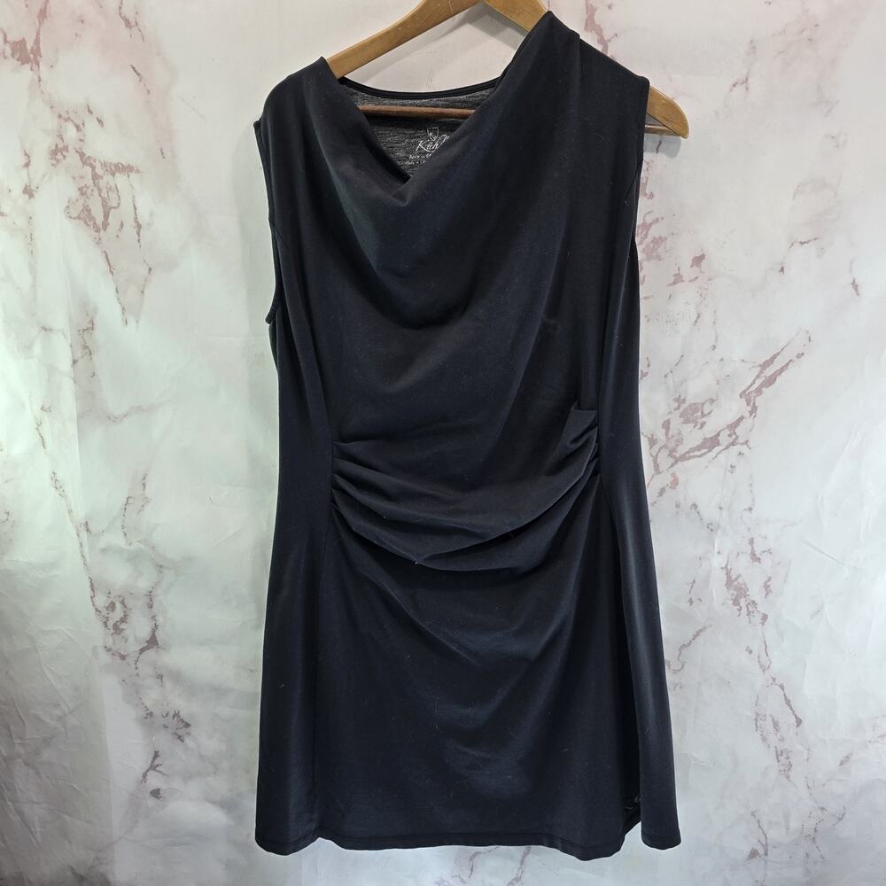 Kuhl Dress Womens Large Black Short Sleeve Tank Mova Mini Ruched Cowl Drape